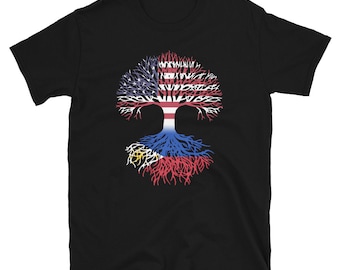 American Grown with Filipino Roots - US Philippines Flag Tree Short-Sleeve Unisex T-Shirt