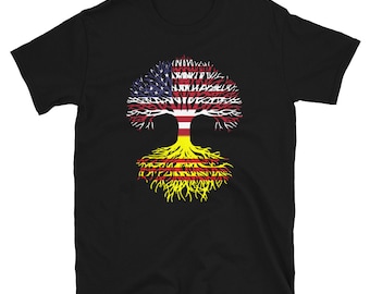 American Grown with South Vietnamese Roots - USA South Vietnam Flag Tree - Short-Sleeve Unisex T-Shirt
