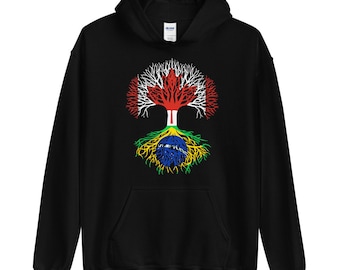 Canadian Grown with Brazilian Roots Canada Brazil Flag Tree Unisex Hoodie