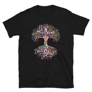 Country Flags of the World - Weltweit gewachsen mit Wurzeln - Flagge Baumwurzeln - Kurzärmeliges Unisex T-Shirt