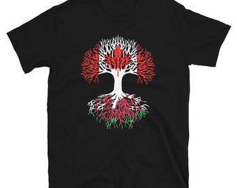 Canadian Grown with Welsh Roots - Canada Wales Flag Tree Short-Sleeve Unisex T-Shirt