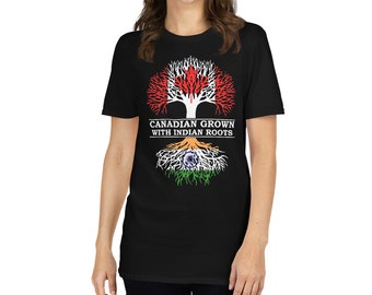Canadian Grown with Indian Roots - Canada India Flag Tree - Short-Sleeve Unisex T-Shirt