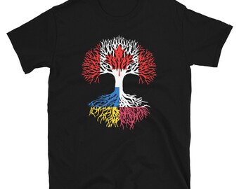 Canadian Grown with Ukrainian and Polish Roots - Canada Ukraine Poland Flag Tree Short-Sleeve Unisex T-Shirt