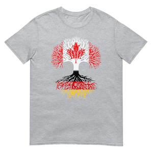 Canadian Grown with Germany Roots - Canada German Flag Tree - Short-Sleeve Unisex T-Shirt