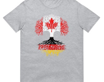 Canadian Grown with Germany Roots - Canada German Flag Tree - Short-Sleeve Unisex T-Shirt