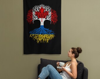 Canadian Grown with Ukrainian Roots - Flag