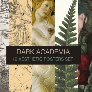 Dark Academia Digital Prints-Set of 12. Dark Cottagecore Aesthetic Printable Wall Art Set. Coquette aesthetic posters. Moody paintings