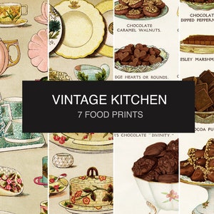 Vintage Illustration digitaler Bilder. Estampados de cocina y alimentacion. Karte impresos für Restaurants.