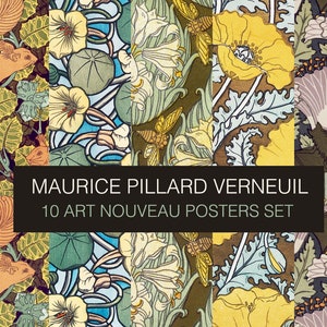 Impresiones digitales Art Nouveau – Maurice Pillard Verneuil, Ilustración floral (Conjunto de 10) (Descarga digital)