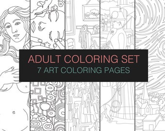 Printable Adult Coloring Pages. 7 Art Classics Coloring Pages Set. Van  Gogh, Botticelli, G.klimt, Seurat and Edvard Munch Coloring Art. (Instant  Download) 