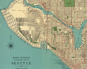 Seattle highway map Etsy graphic regarding Printable Map of Seattle known as Seattle road map Etsy