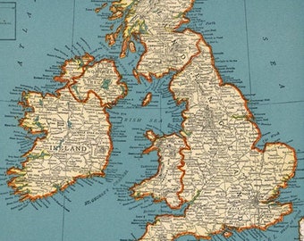 Impresión digital del Reino Unido. Mapa digital antiguo de Inglaterra. Cartel IMPRIMIBLE del Reino Unido.