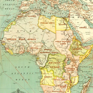 Digitale Impression der Karte von Afrika. Mapa imprimible de África antigua. Afrikakarte.
