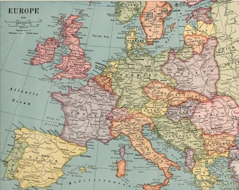 europe map print etsy