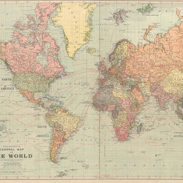 World map digital print. Antique World map printable. PRINTABLE map poster.