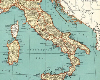 Mapa digital de Italia antigua. Impresión del mapa antiguo de Italia. Mapa imprimible de Italia. Mapa de Italia