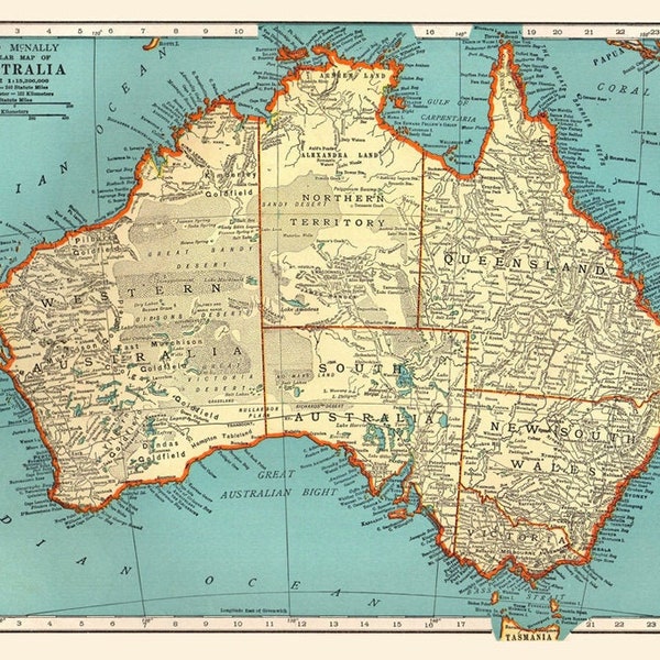 Antique Australia digital map . PRINTABLE map of Australia. Vintage digital map. Antique map printable.