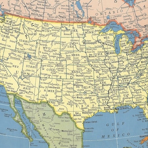 Mapa antigo dos Estados Unidos da América Download digital - mapa para impressão dos EUA. Arte da parede do pôster do mapa dos EUA. Impressão digital da América de 1957.