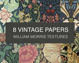 William Morris DIGITAL texture papers set . Wall Paper Illustration. Antique scrapbooking papers.