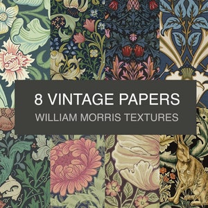 William Morris DIGITAL texture papers set . Wall Paper Illustration. Antique scrapbooking papers.