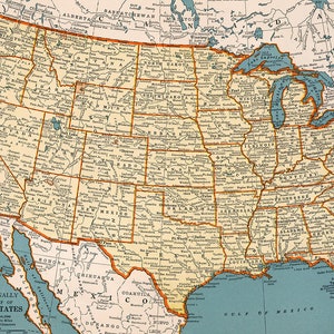 Alte Karte der Vereinigten Staaten von Amerika Digitaldruck - Sofortiger digitaler Download Uns DRUCKBARE Karte. US Landkarte Dekor. Digitale Landkarte der USA.