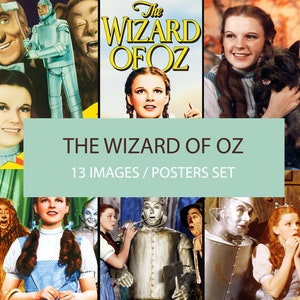 Conjunto de imagens do Mágico de Oz - DOWNLOAD DIGITAL. Conjunto com 13 imagens do filme O Mágico de Oz. Pôster do filme para impressão. Foto de Judy Garland.