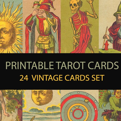 Printable Vintage Tarot Cards. Digital Tarot Art Set of 24. - Etsy