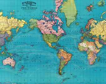 world map printable digital download vintage world map 1897 etsy new zealand