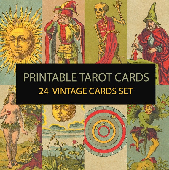 Printable Vintage Tarot Cards. Digital Tarot Art Set of 24. | Etsy