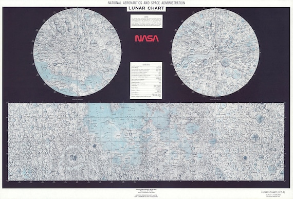 アンティークNASA月面図、1979年版月面地図（デジタルダウンロード