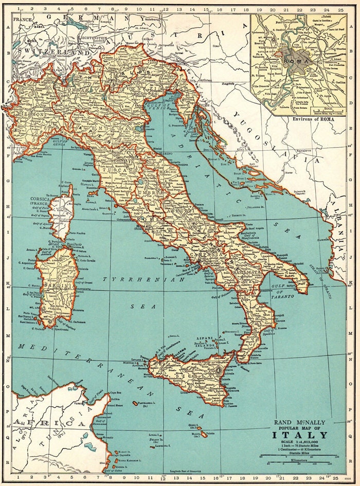 Printable Map Of Italy Antique Italy Digital Map. Old Map Of Italy Print. Italy | Etsy Uk