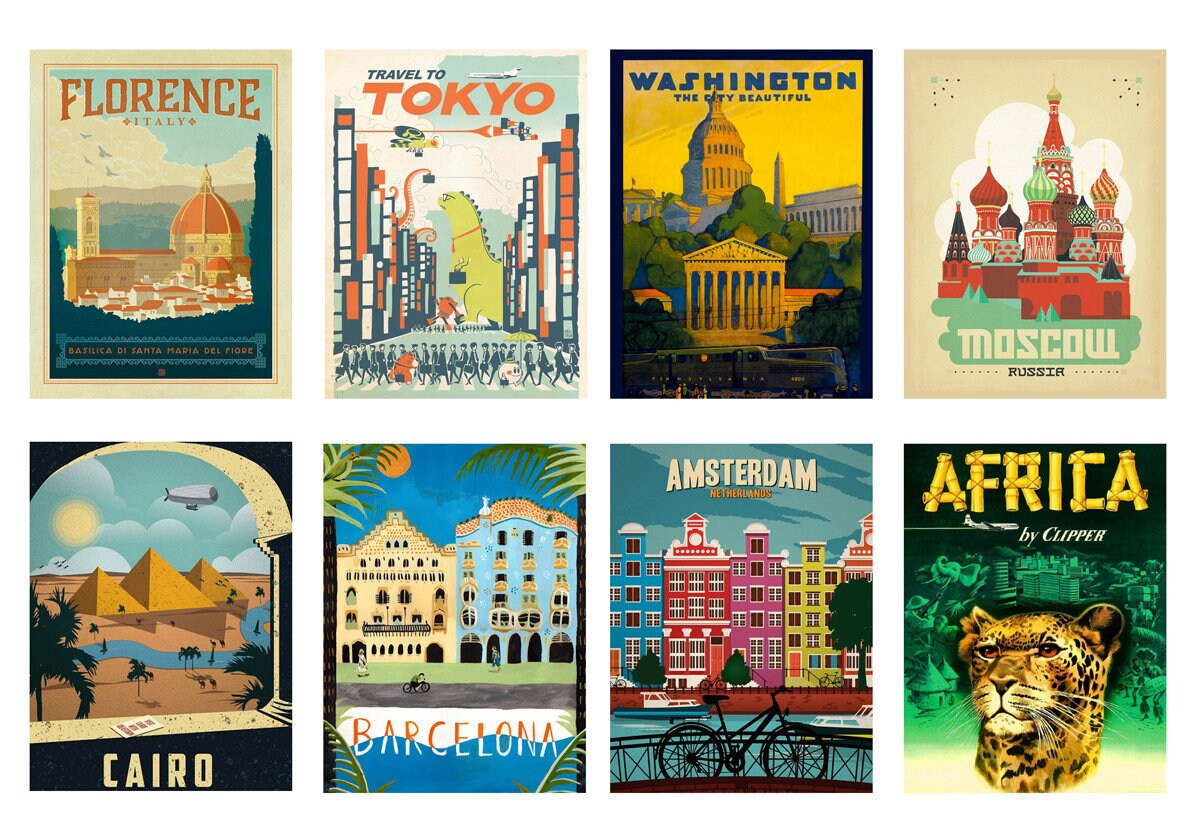 digital planner sticker sheet antique travel poster stickers etsy australia