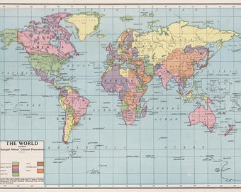 antique school digital map world map printable poster etsy