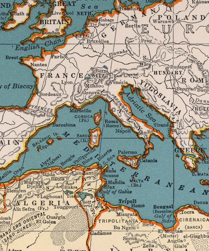 Africa digital map print. Antique printable Africa poster. image 3