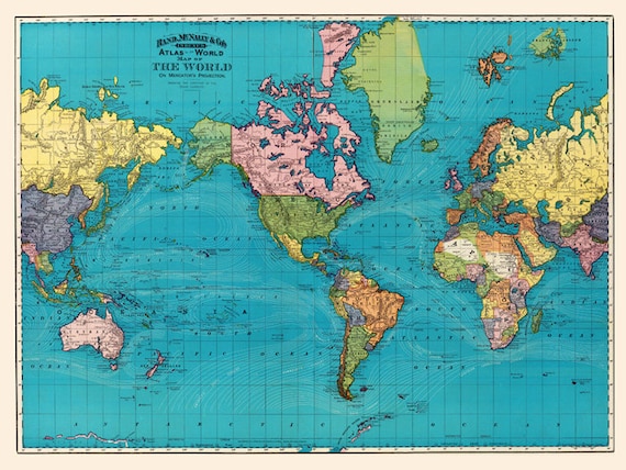 額装品/Old World Map Blue/ポスター Amazon.com: 'Old World Map Blue' Gallery-Wrapped Canvas Wall