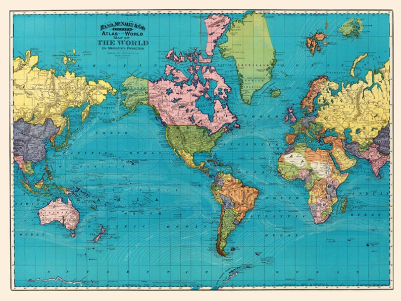 world map printable digital downloadvintage world map