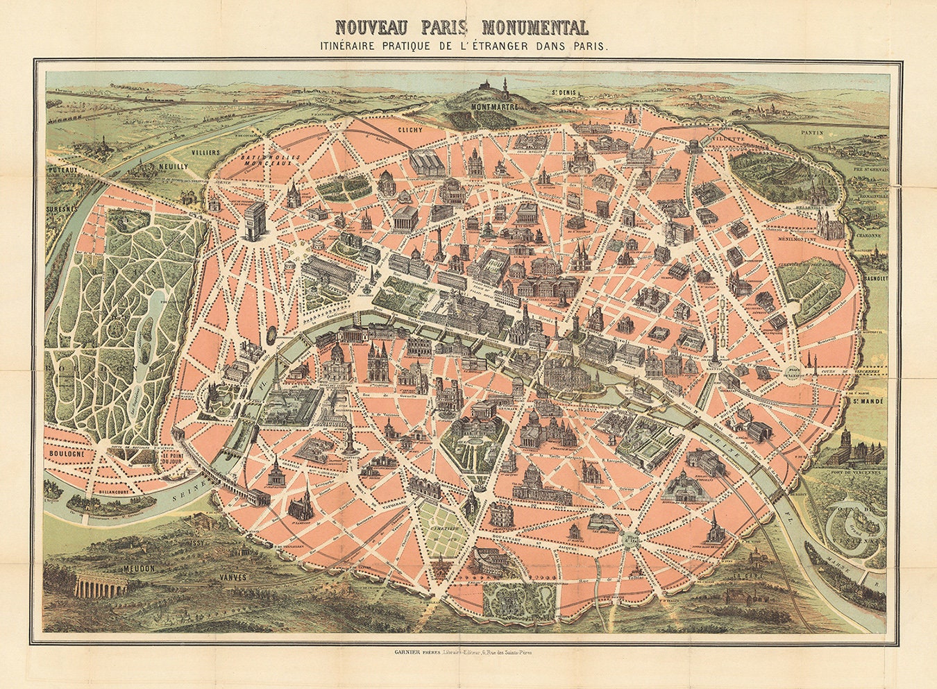 廃盤 希少 未開封パズル　パリ鳥瞰図　1500ピース　パリ フランス　古地図 廃盤 希少 未開封パズル パリ鳥瞰図 1500ピース パリ フランス 古地図