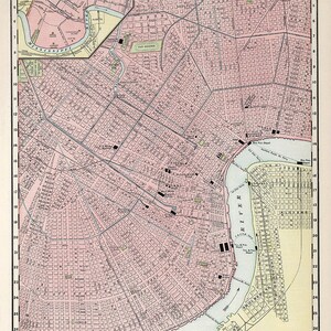 Vintage Map of New Orleans Digital Print-set of 3. Old Map of United ...