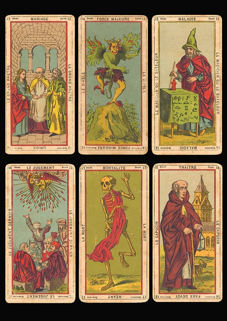 Printable Vintage Tarot Cards Digital Tarot Art Set Of 24 Etsy Espa a