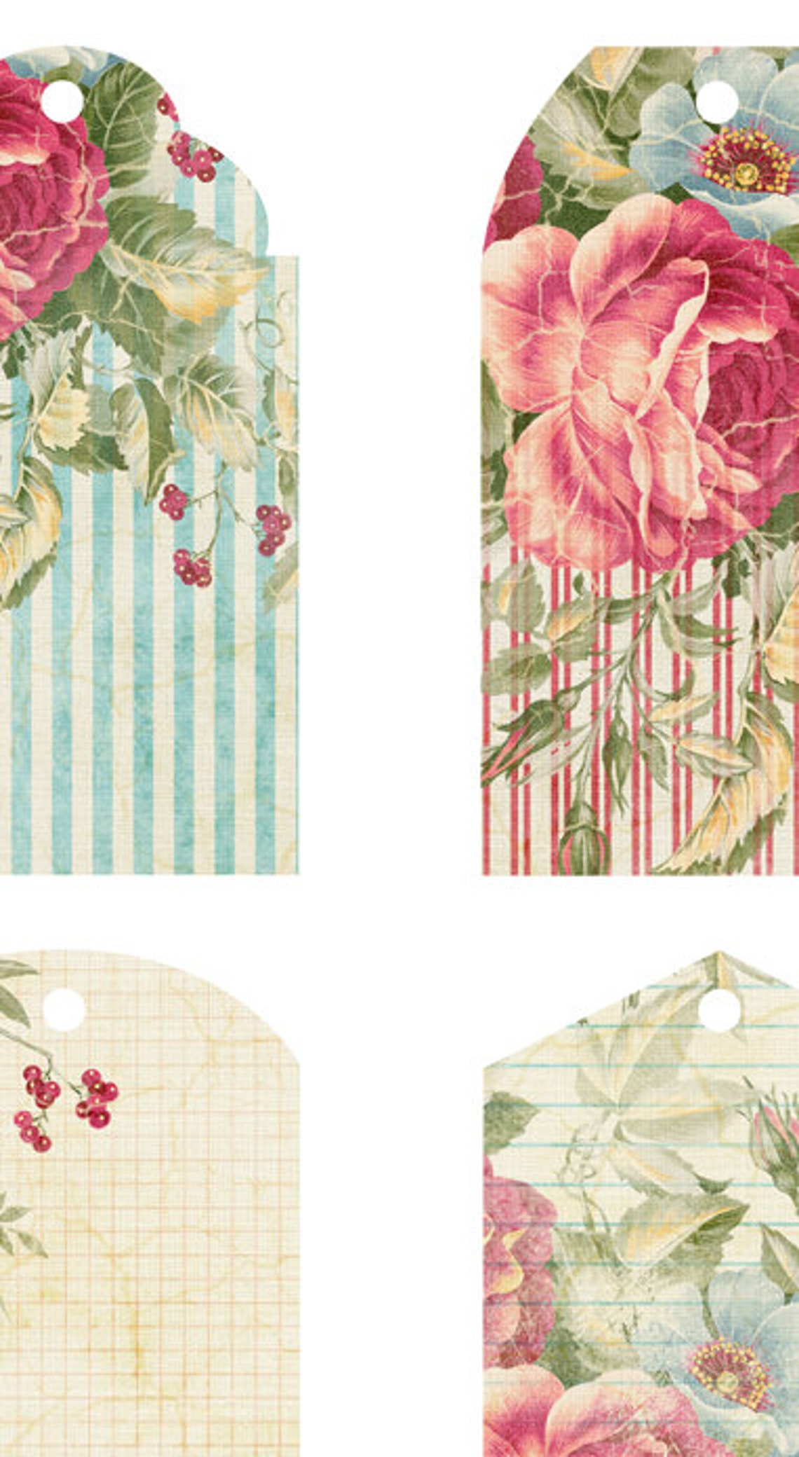 Floral Printable Gift Tags. Shabby Chic Digital Tags Sheet. - Etsy