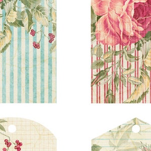 Floral Printable Gift Tags. Shabby Chic Digital Tags Sheet ...