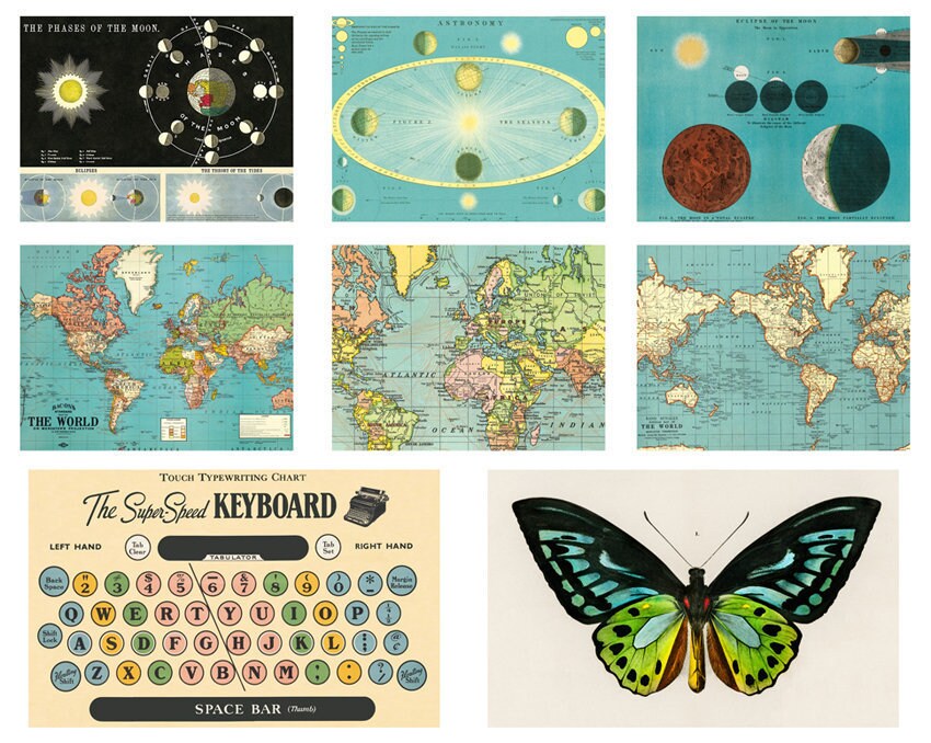 vintage ephemera printable cards printable planner kit etsy