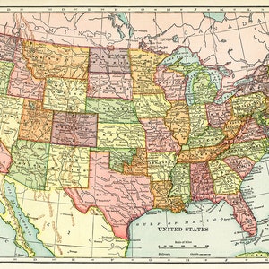 Old Map of United States of America Map Digital Download - Vintage Art ...