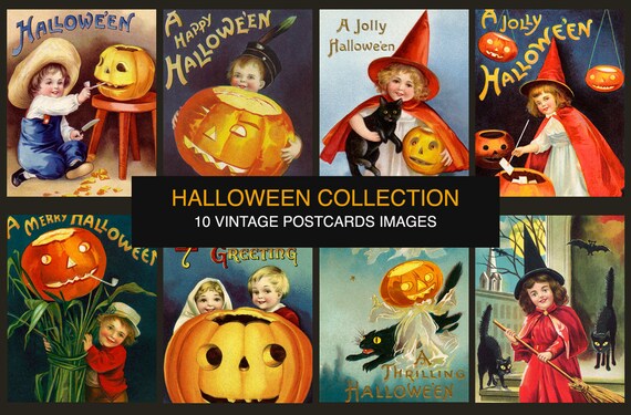 Halloween printable images. Vintage Halloween digital | Etsy