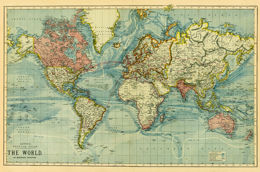 antique digital world map poster printable world map