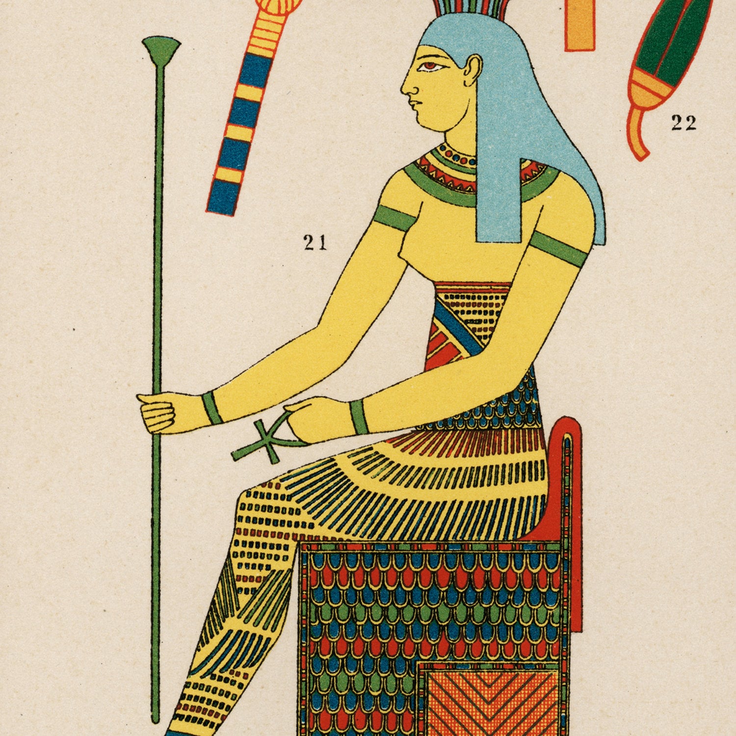 Home & Living Wall Hangings 1888 Egyptian illustration plate Antique