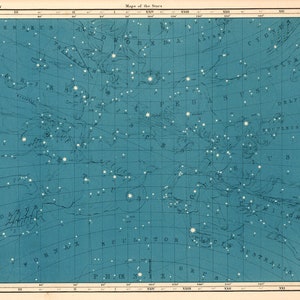 Karte der Sterne zum sofortigen Download. Sternenkarte DIGITAL Print. Vintage Karte des Universums, Himmelskarte. Sternenkarte des Nachthimmels