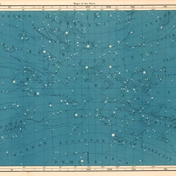 Map of the Stars Print Instant Download. Stars map DIGITAL Print. Vintage Map of the Universe, Celestial Chart. Night Sky Constellations Map