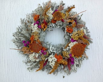 colorful dried flower wreath/very colorful dried flower wreath/crazy colorful dried flower wreath/wildly colorful dried flower wreath/color