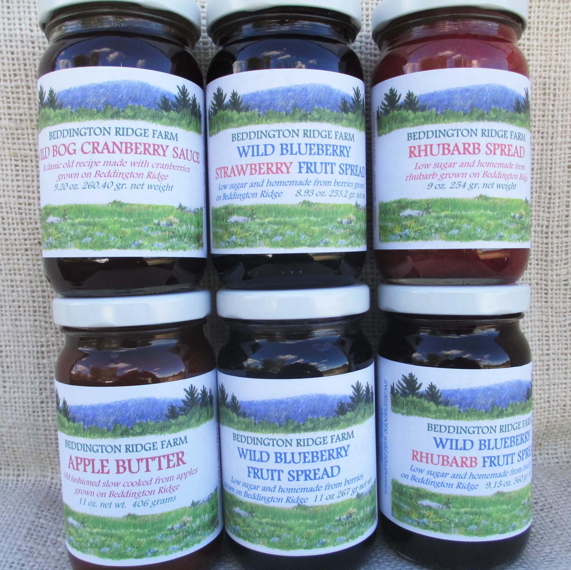 6 jar homemade fruit spread variety package/6 jar fruit spread variety pack/fruit spread assortment/low sugar preserves/6 fruit spreads box